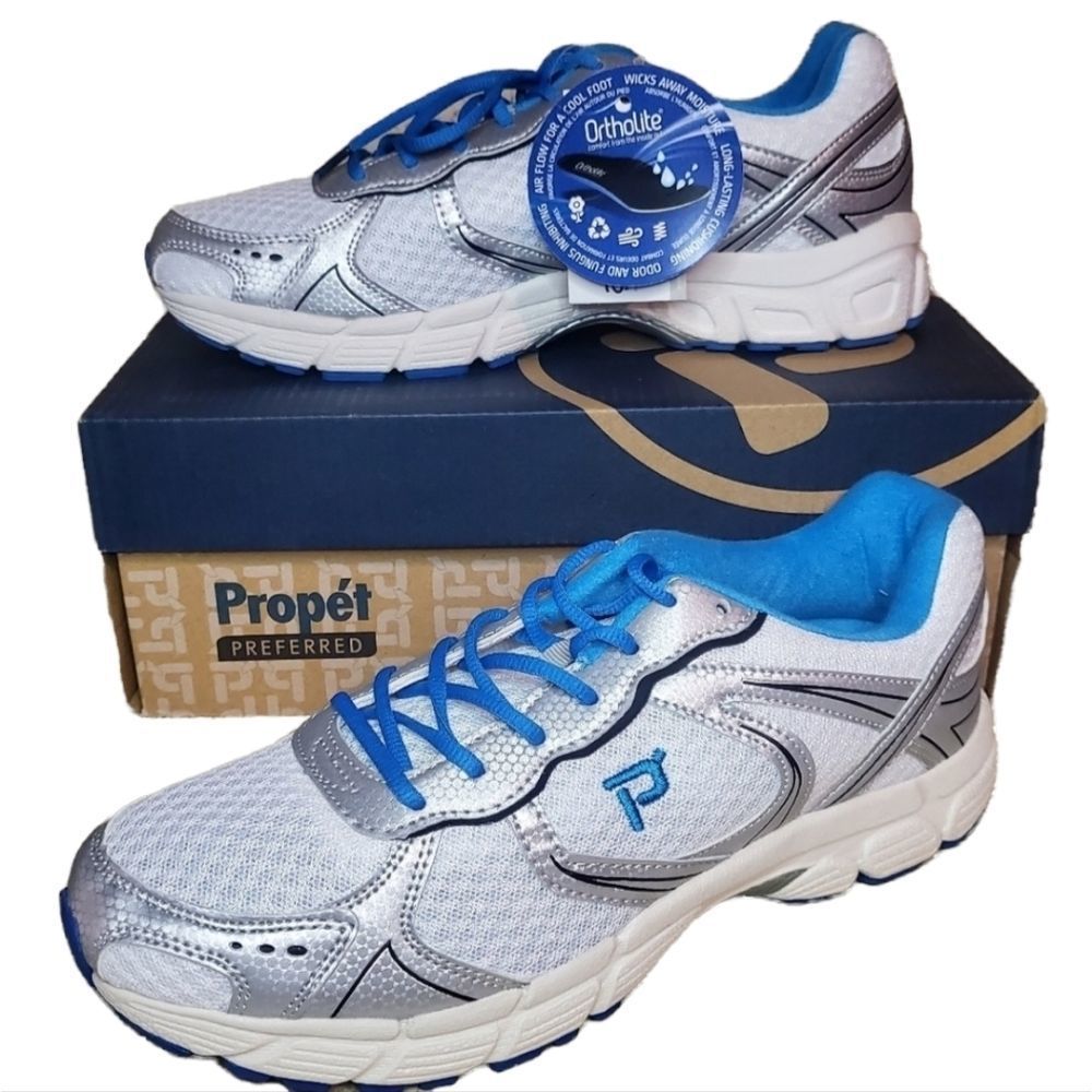 Propet White And Royal Blue Sneakers